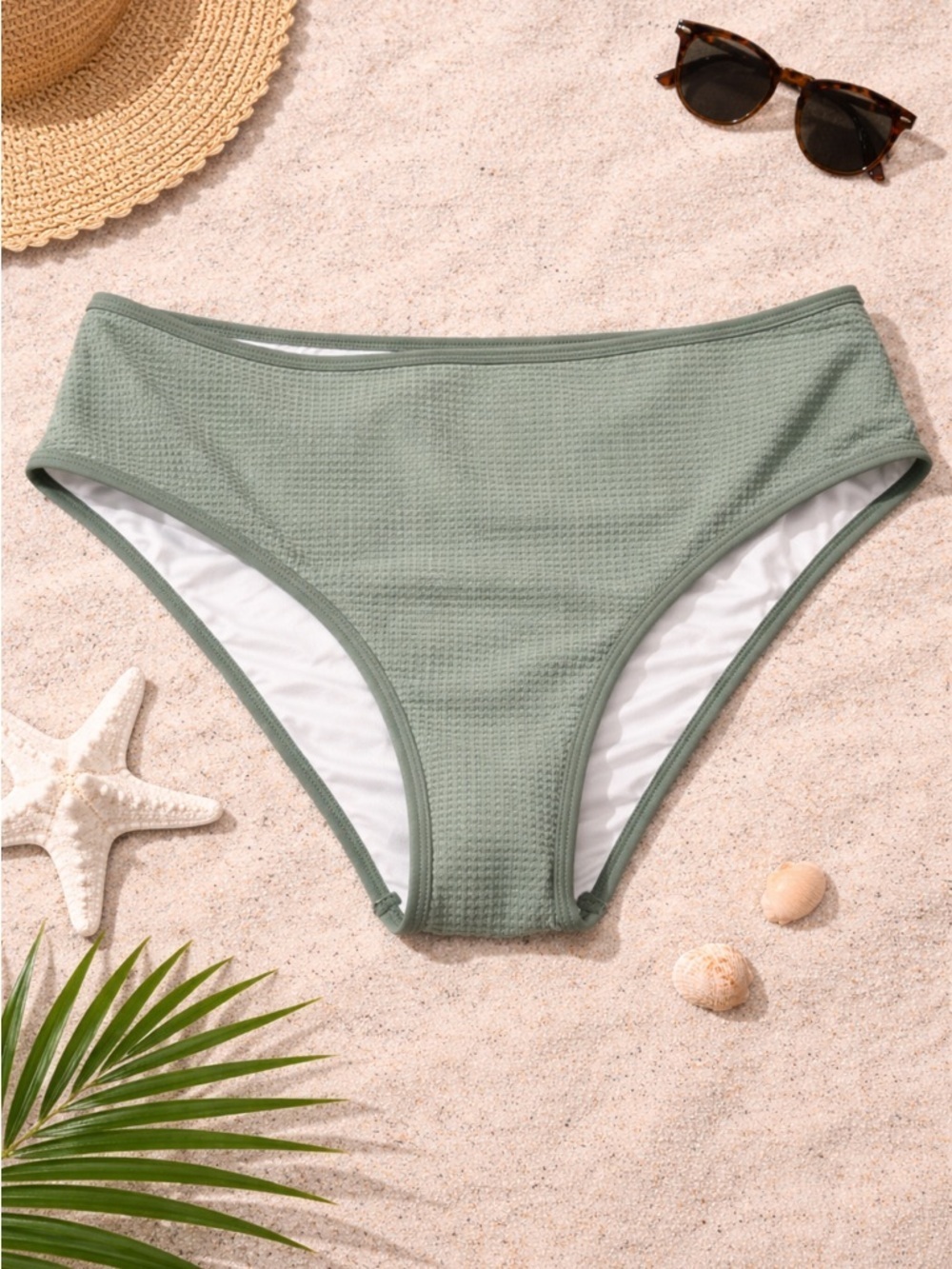Cupshe • NWT Green Textured Bikini Bottom